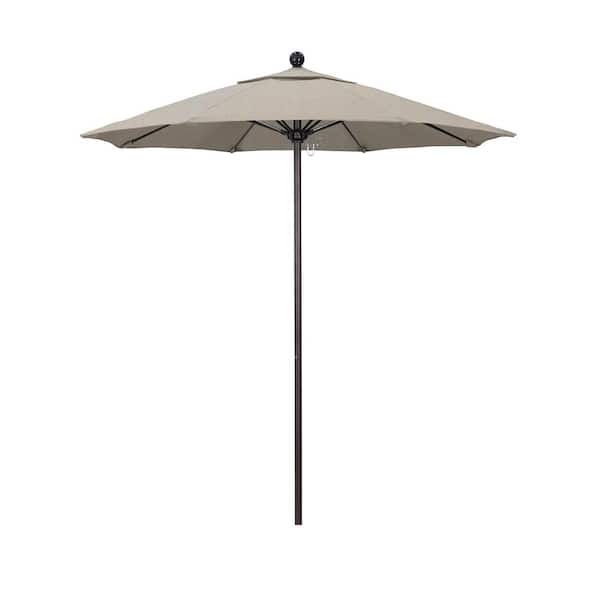California Umbrella 7.5 ft. Bronze Aluminum Commercial Market Patio Umbrella with Fiberglass Ribs and Push Lift in Woven Granite Olefin