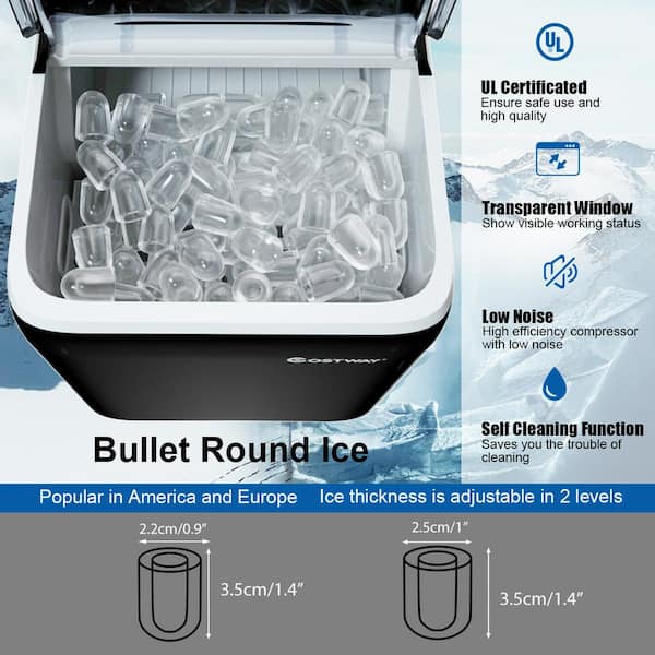 48 lbs Stainless Self-Clean Ice Maker with LCD Display