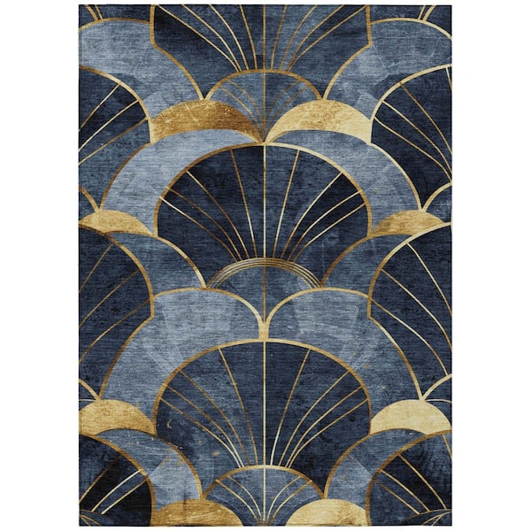 Chantille Machine Washable Indoor/Outdoor Abstract ACN2221 Navy 9 ft. x 12 ft. Area Rug