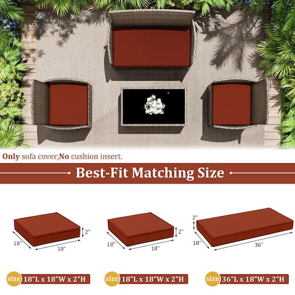 3-Piece Outdoor Patio Cushion Cover, UV and Waterproof Replacement Slipcovers Terra Red ( No Insert )