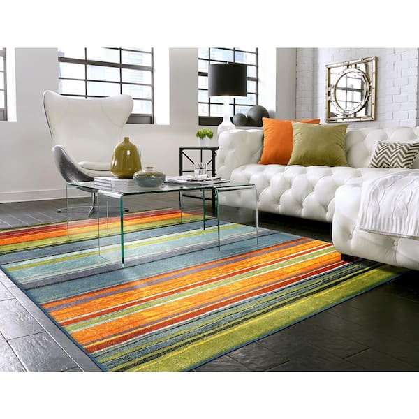 Rainbow Multi 5 ft. x 8 ft. Striped Area Rug