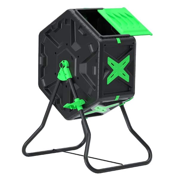 18.5 Gal. Light Weight Hexagonal Compost Tumbling Composter Bin-Single Chamber Compost Tumbler, Green Finish