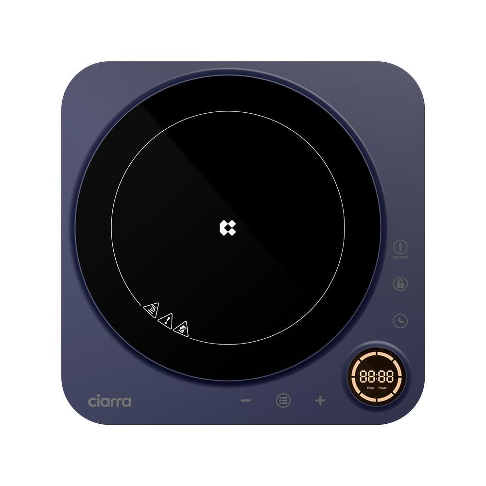 JEREMY CASS Donut 12 in. 1 Elements Ceramic Portable Induction Cooktop in Blue with 8 Power Levels and Timer, Tem Range at 176℉-464℉