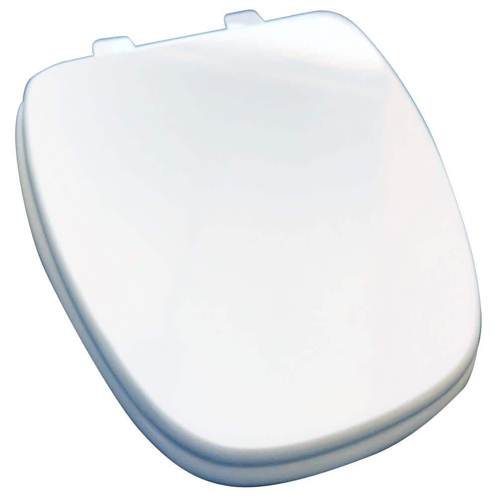 JONES STEPHENS Molded Wood Round Closed Square Front Toilet Seat fits Eljer Emblem with Cover