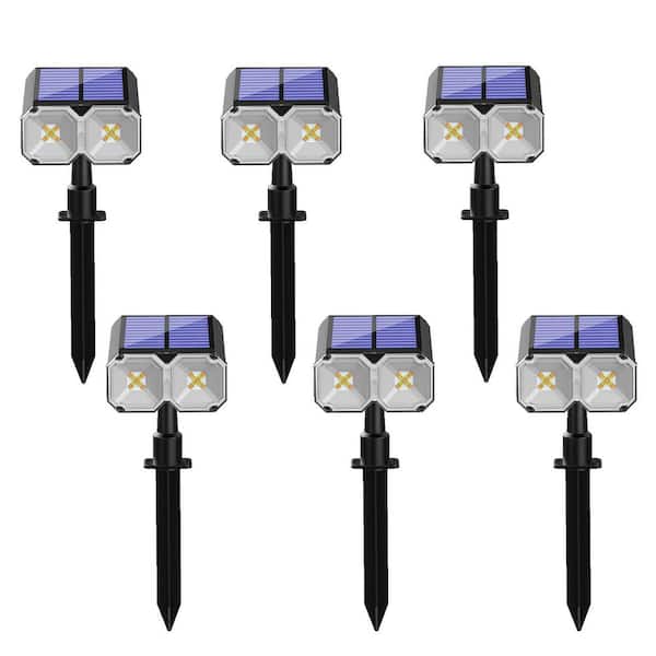 100 Lumens 3000K & 6000K Black Dusk to Dawn Outdoor Integrated LED Weather Resistant Solar Ground Path Lights (6-Piece)