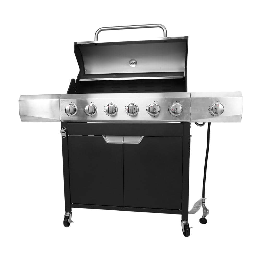 Endark Propane Grill 6 Burner Barbecue Grill Stainless Steel Gas Grill with Side Burner and Cover for Outdoor BBQ, Camping