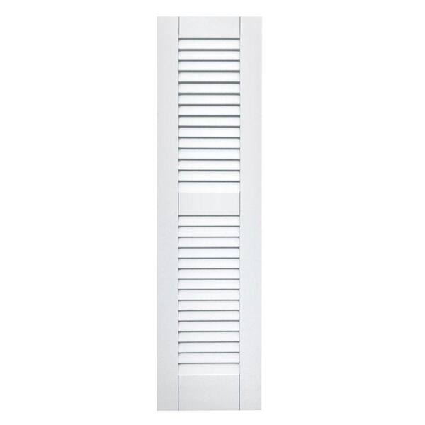 Winworks Wood Composite 12 in. x 45 in. Louvered Shutters Pair #631 White