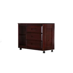 3-Drawer Rich Merlot Mobile Chest of Drawers