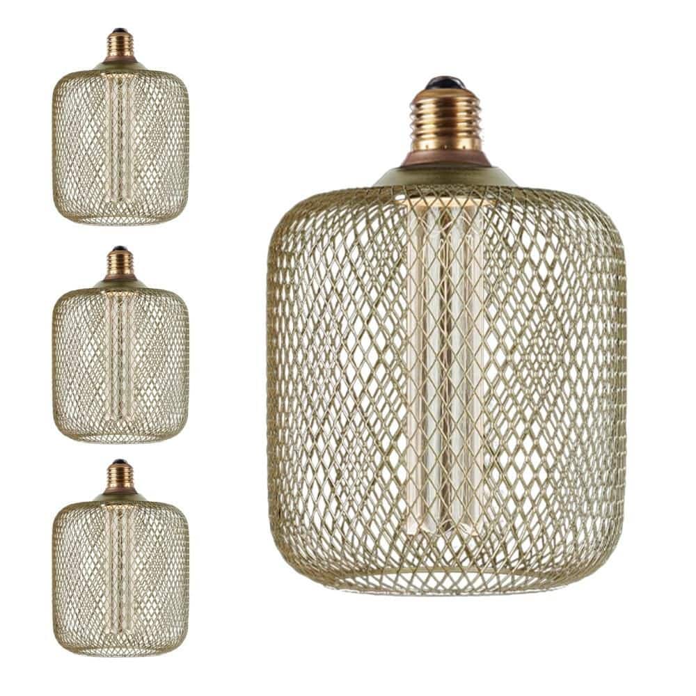 25-Watt Equivalent Dim Vintage Specialty LED Light Bulb Mesh Cage Straight Filament Matte Gold Soft White 2700K (4-Pack) price history on PriceWatchPro