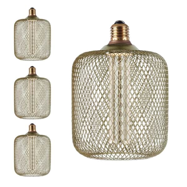 25-Watt Equivalent Dim Vintage Specialty LED Light Bulb Mesh Cage Straight Filament Matte Gold Soft White 2700K (4-Pack)