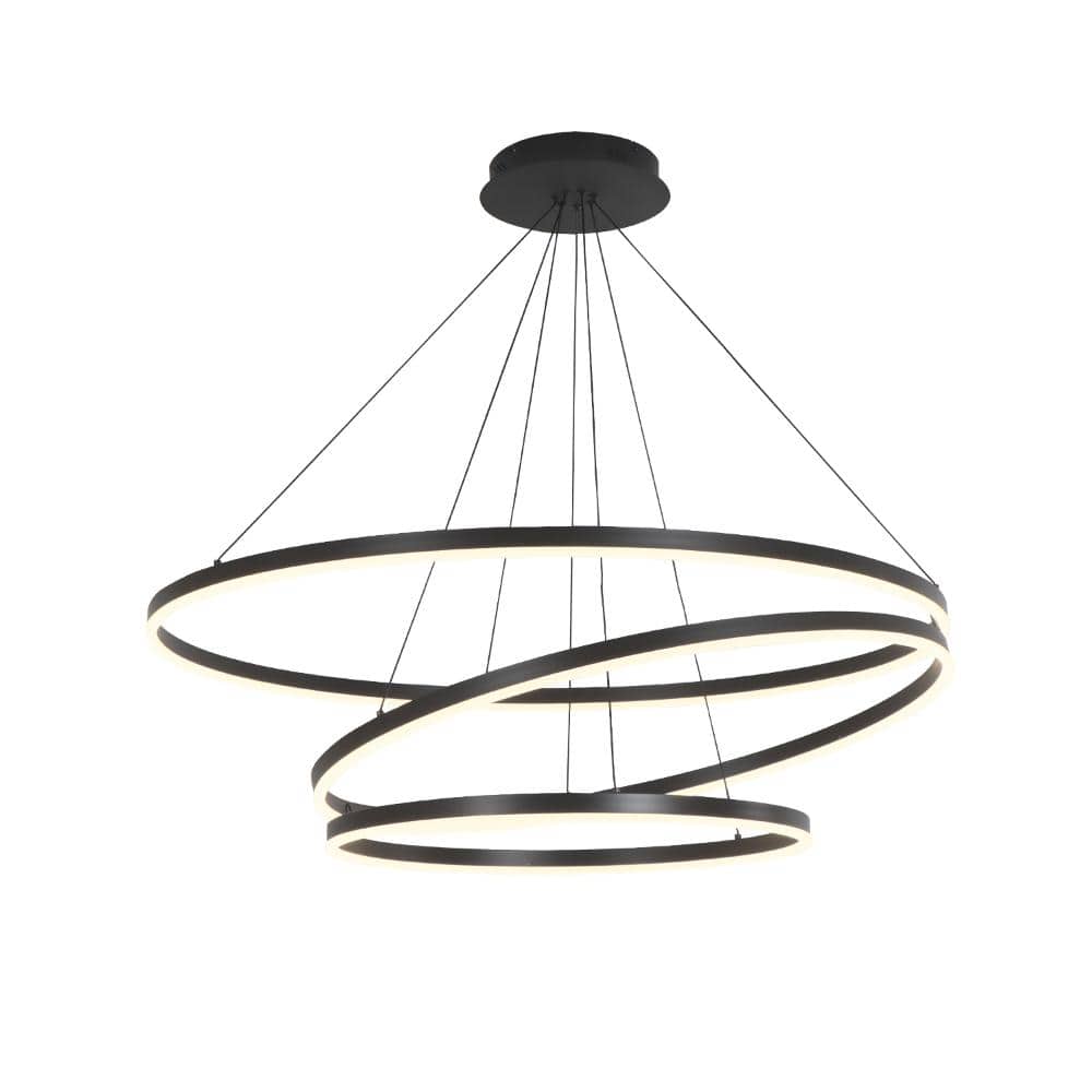 "39.3"" 3 Lights Rings Black LED Dimmable High Ceiling Chandelier" price history on PriceWatchPro