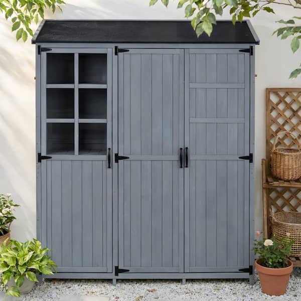 SUNRINX 5.05 x 1.61 ft. Patio Garden Shed Storage Cabinet with