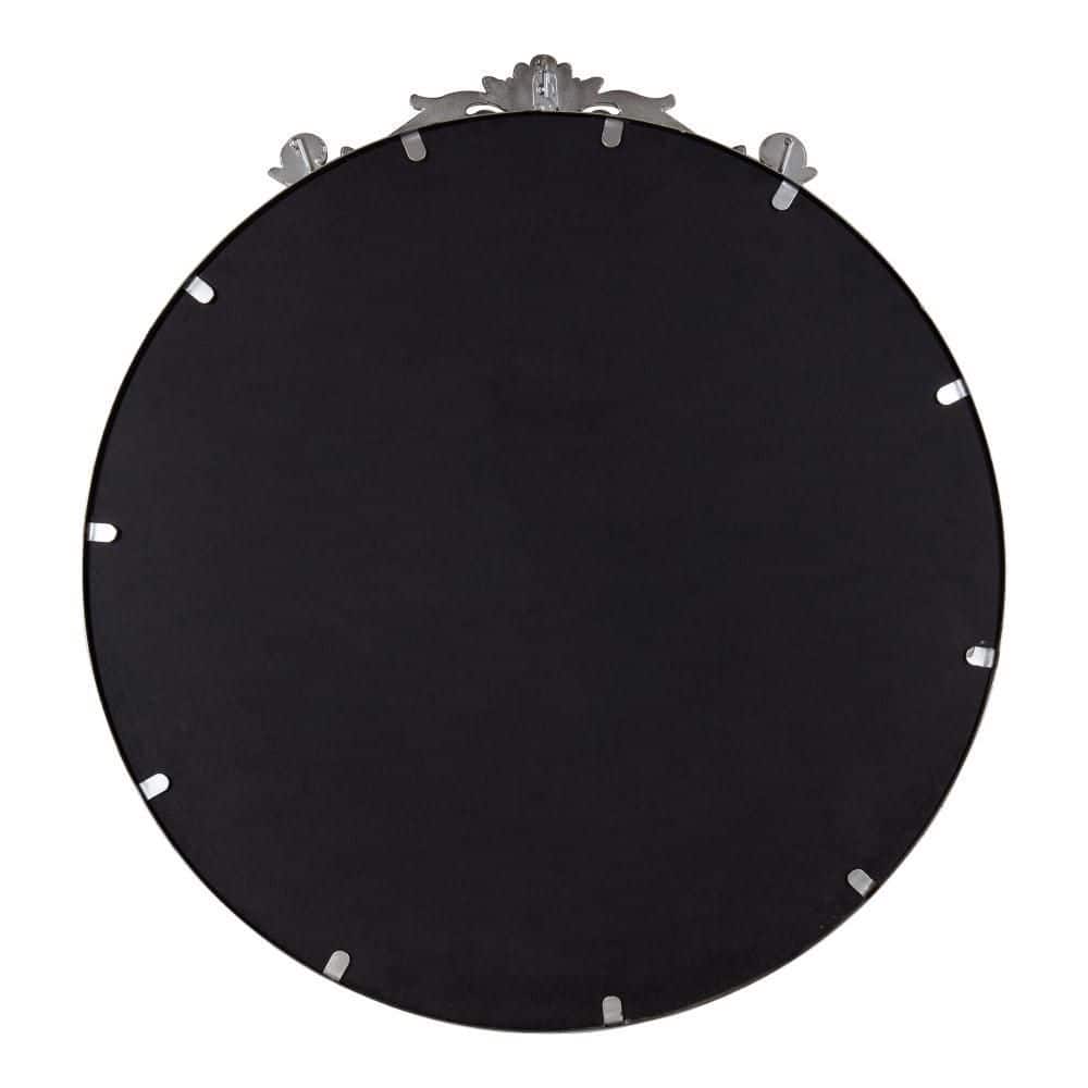 Arendahl 24" Round Silver Wood Vanity Mirror with Baroque Crown