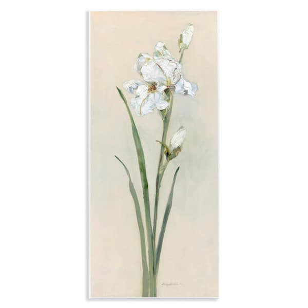 Stupell Industries Simple Iris on Beige by Sally Swatland Unframed Nature Graphic Art Print 17 in. x 7 in.