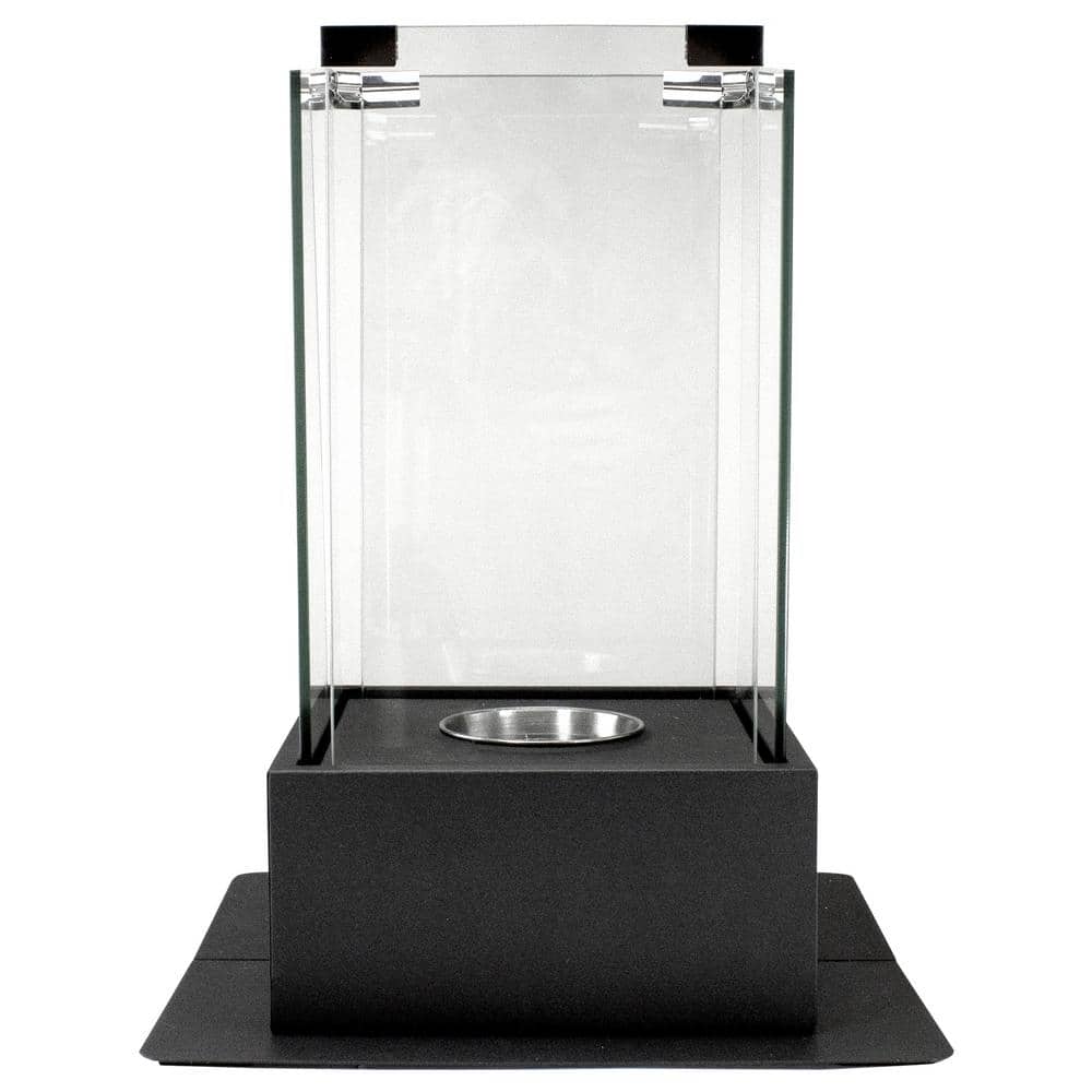 Modern Black Glass Bio Ethanol Tabletop Fireplace