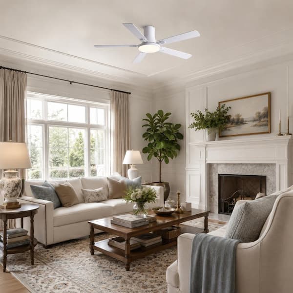 52 in. LED Indoor White Ceiling Fan with 3 CCT, Remote Control, 6 Speed Adjustment, Reversible Blades, Timer Function