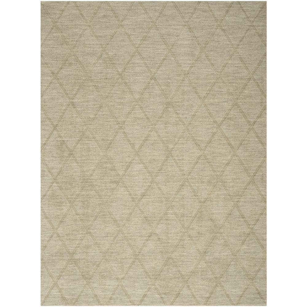 Sage Geometric Handmade Wool 5' x 7' Area Rug