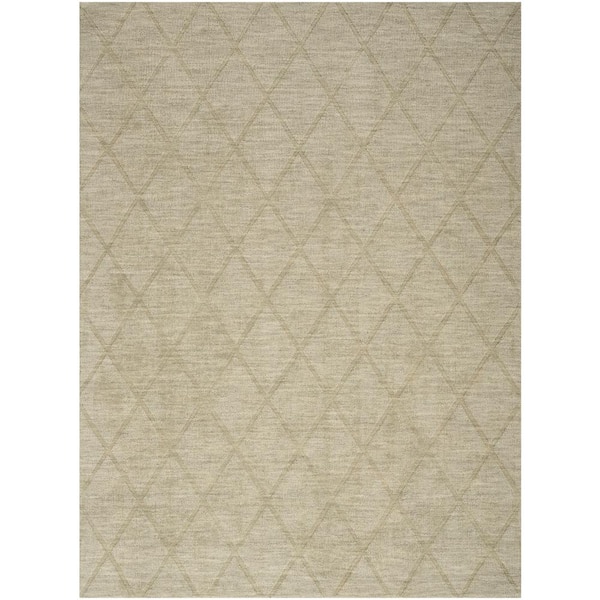 Nourison Wool Haven Sage 5 ft. x 7 ft. Diamond Contemporary Area Rug