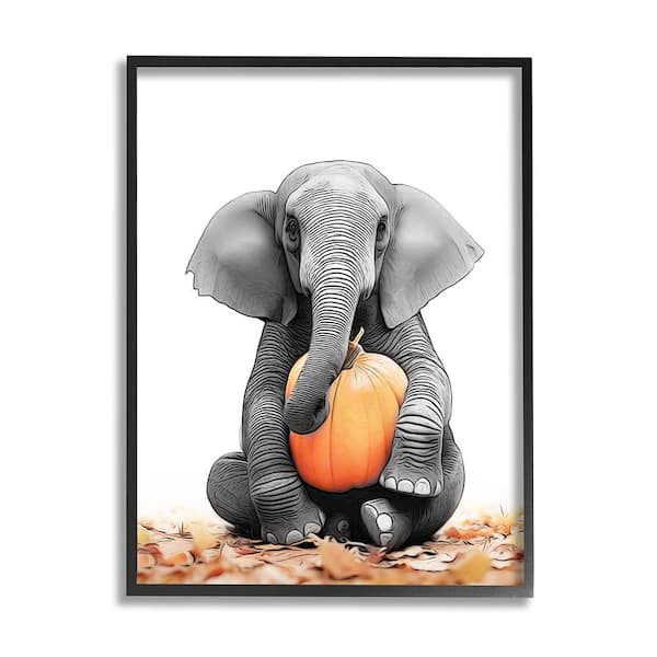 Stupell Industries Elephant in Autumn Leaves by Annalisa Latella 1-Piece Framed Graphic Print Animal Poster Art Print 20 in. x 16 in.