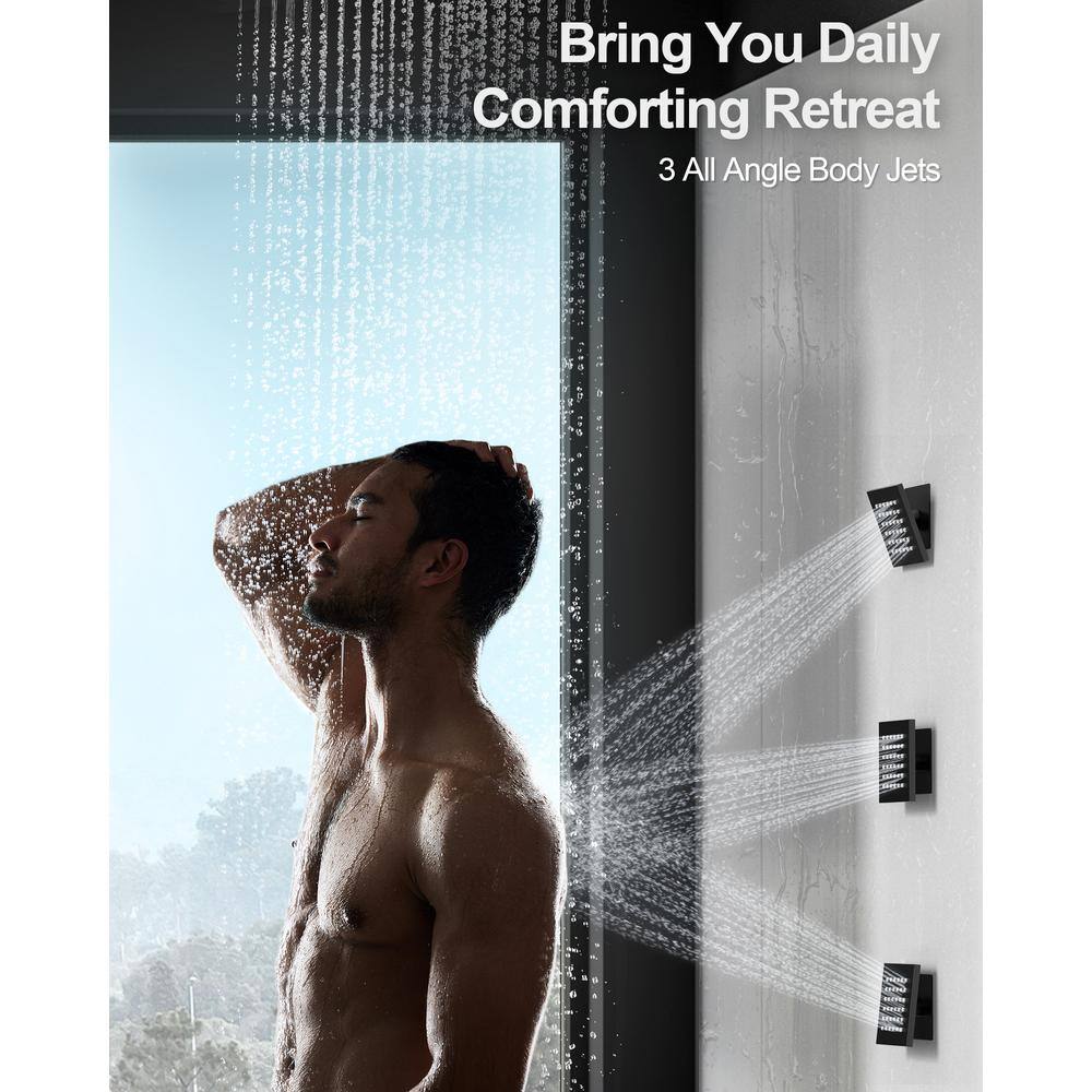 Matte Black 20" LED Ceiling Shower System with Bluetooth Speaker