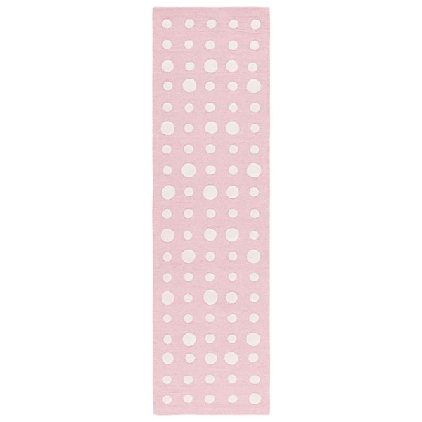 Kids 2 ft. x 8 ft. Pink/Ivory Abstract Polka-Dot Runner Rug