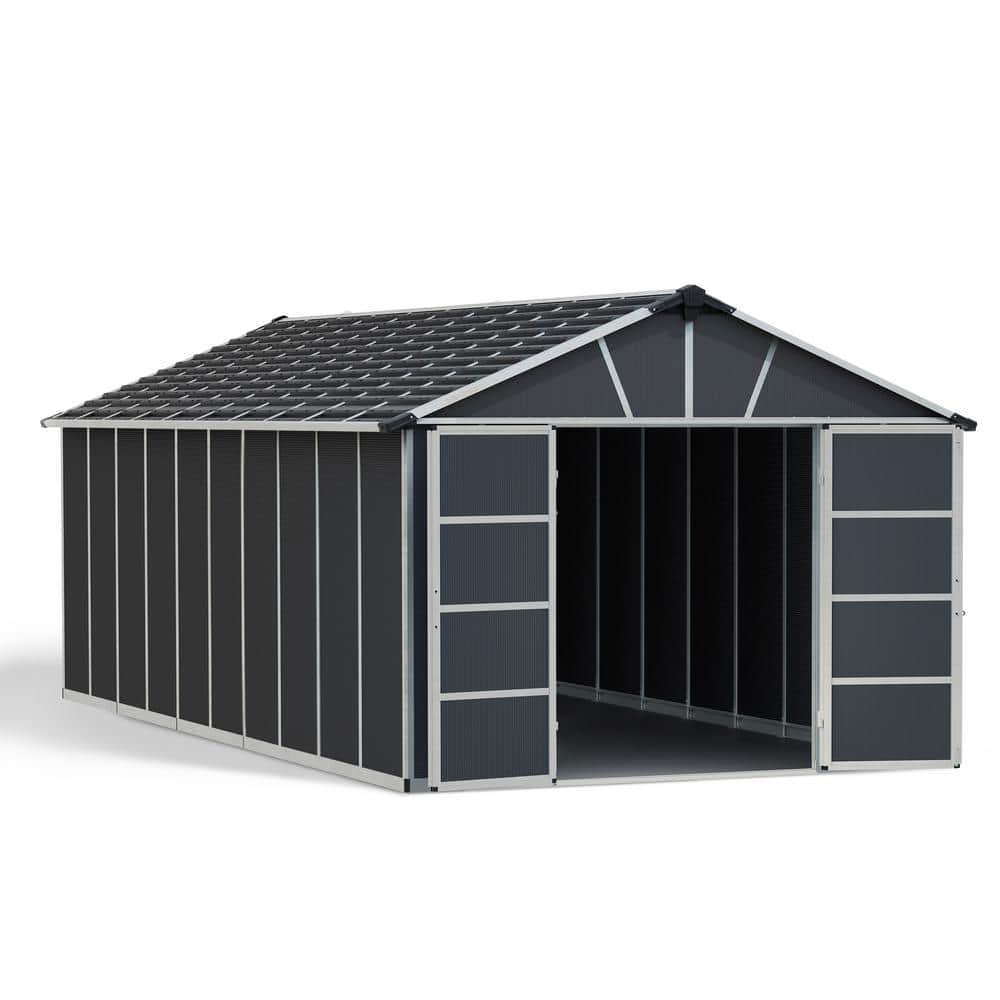 CANOPIA by PALRAM Yukon 11 ft. x 21 ft. Dark Gray Large Garden Outdoor Storage Shed with Floor -  705724
