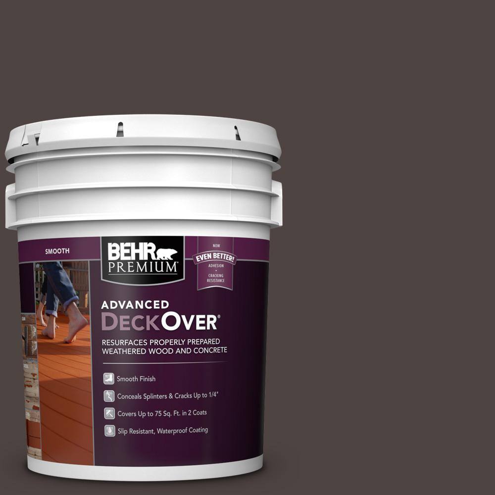 BEHR PREMIUM ADVANCED DECKOVER 5 Gal. #SC-104 Cordovan Brown Smooth ...