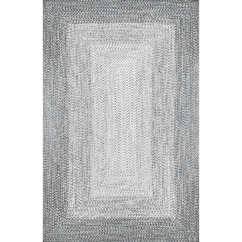 Light Gray Braided Square Synthetic 3' x 5' Indoor/Outdoor Rug