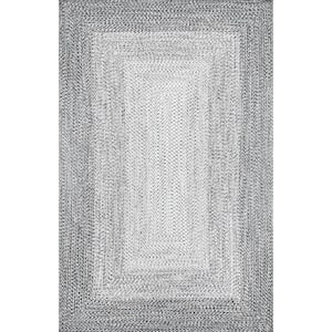 Jayda Braided Gradience Light Gray 8 ft. 6 in. x 11 ft. 6 in. Indoor/Outdoor Patio Area Rug