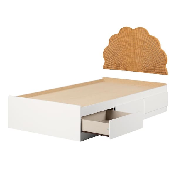 South Shore Bloom White and Natural 41.5 in.Bed