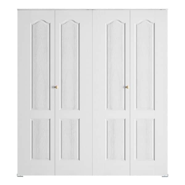 60 in. x 78.4 in. (Double 30 in.) 2 Panel Roman Round Top Hollow Core White Primed Composite Bi-Fold Door w/Hardware Kit