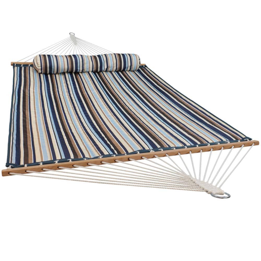 Sunnydaze 2-Person Quilted Polyester Spreader Bar Hammock  450 lb - Ocean Isle