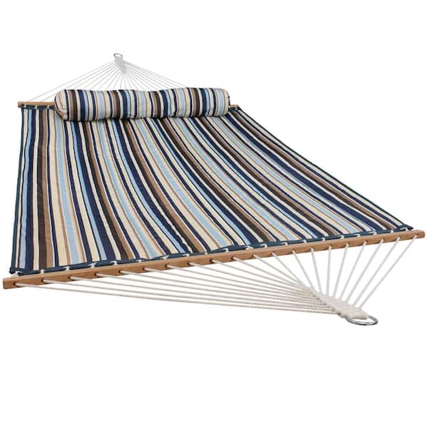 Sunnydaze 11-3/4 ft. Quilted Double Fabric 2-Person Hammock in Ocean Isle