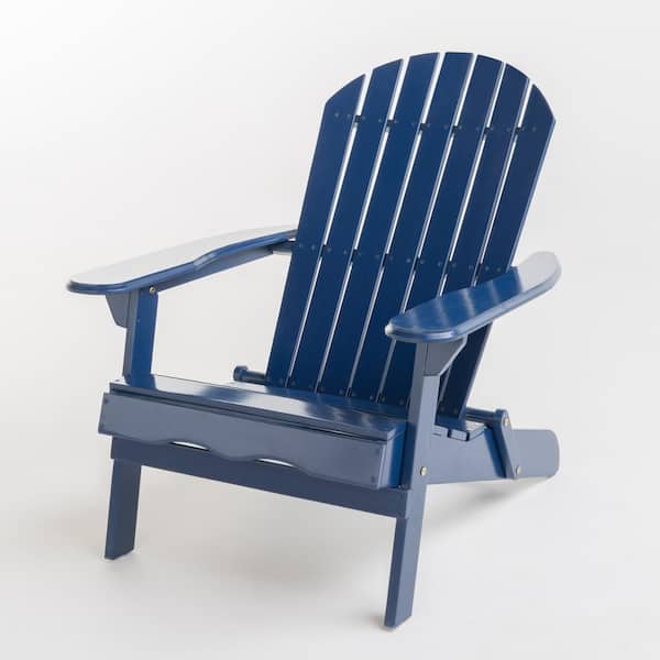 Hanlee Navy Blue Folding Wood Outdoor Patio Adirondack Chair
