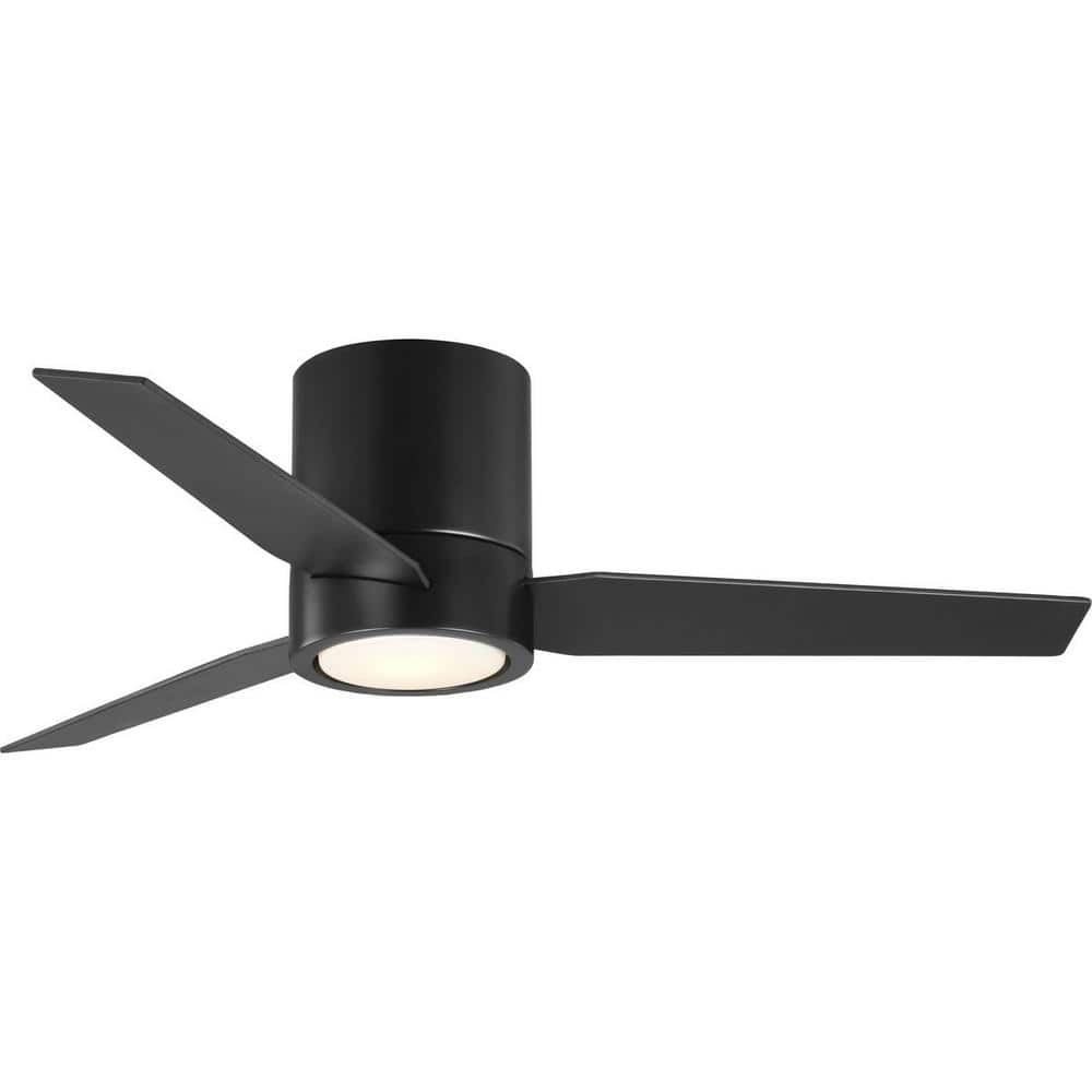 Braden Collection 44  3-Blade Matte Black LED Mid-Century Modern Indoor Hugger Ceiling Fan