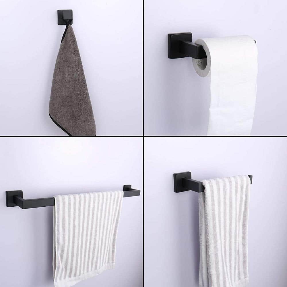 Matte Black Stainless Steel 4-Piece Bath Hardware Set