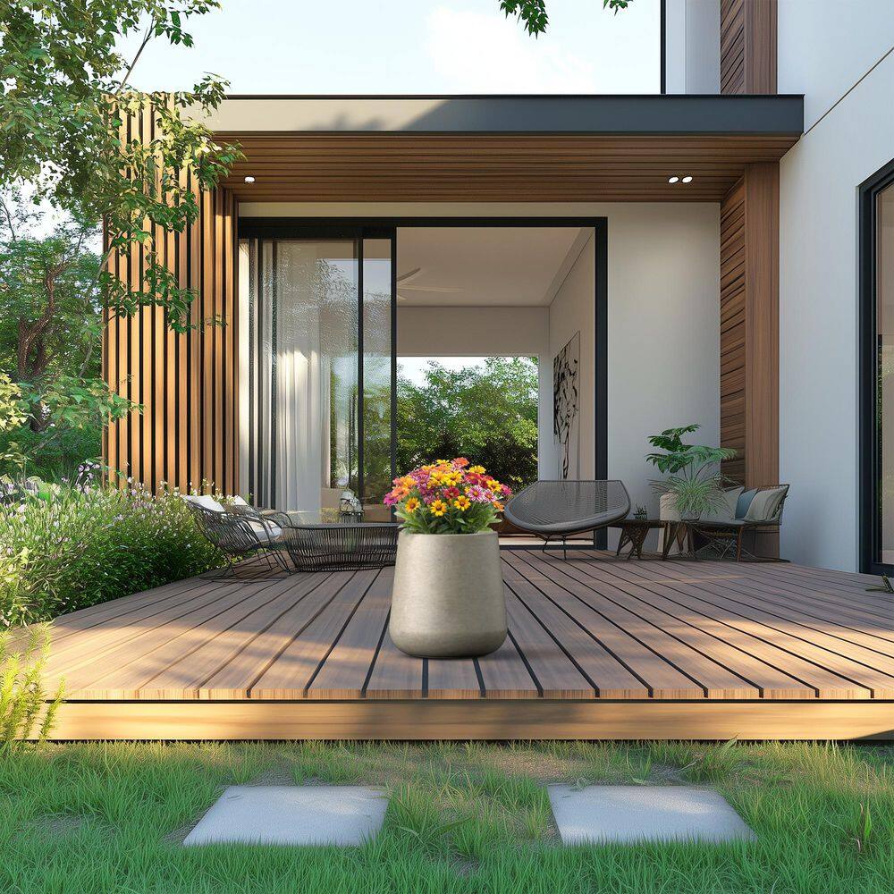 12 in. Medium Light Gray(Enhanced Core) Concrete Round Planter / Pot with Drainage Holes price history on PriceWatchPro