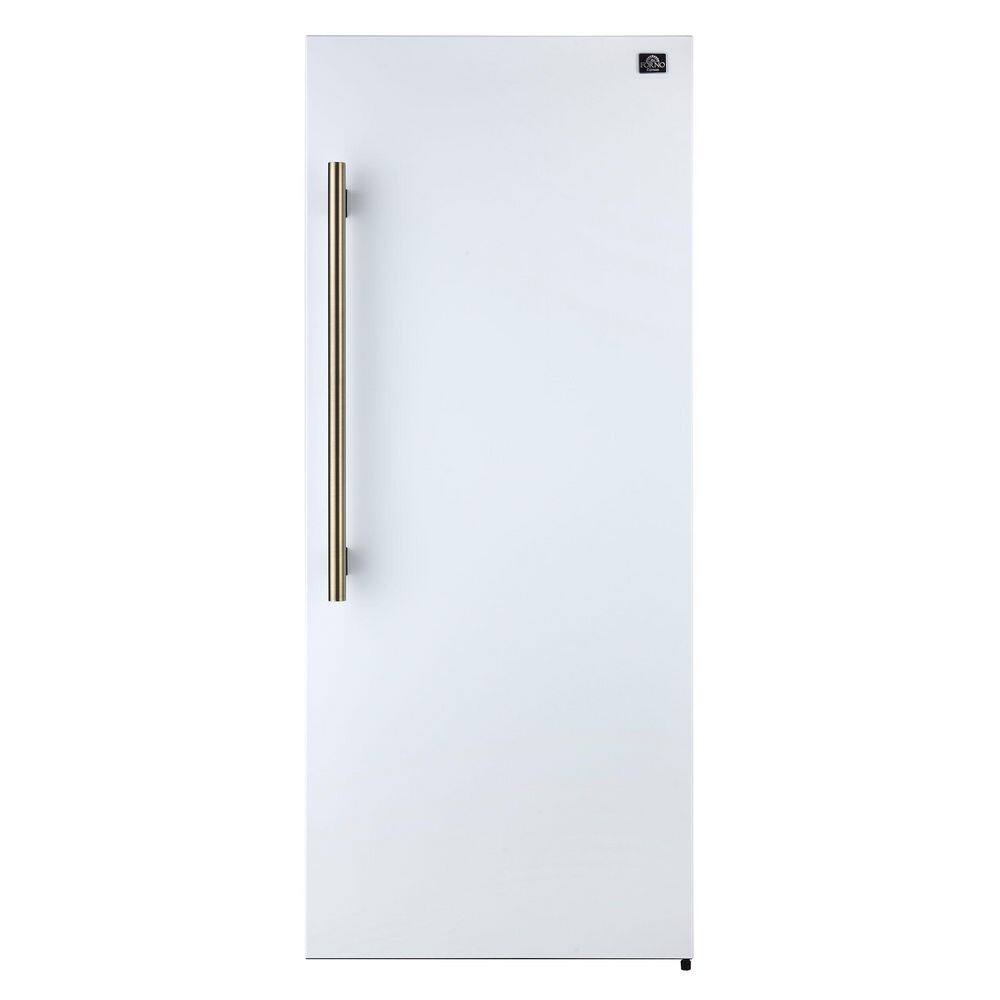 Maderno 28 in. Convertible Upright Freezer/Refrigerator in White with Antique Brass Handle, Right Swing