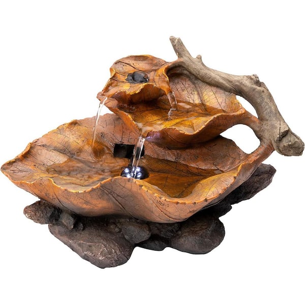Leaf Tabletop Waterfall Fountain with LED Lights