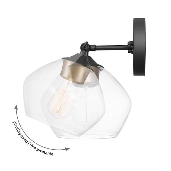 Globe Electric Harrow 1-Light Matte Black Wall Sconce with Clear Glass Shade 