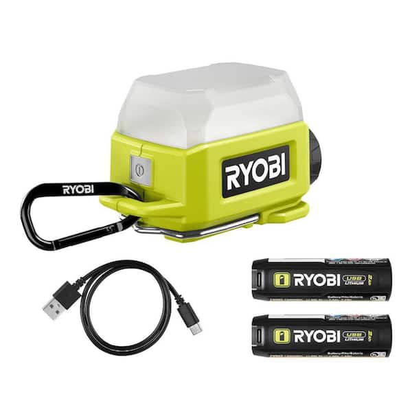 RYOBI USB Lithium Compact Cordless Area Light Kit with 2.0 Ah USB Battery, Charging Cable, and USB Lithium 2.0 Ah Battery