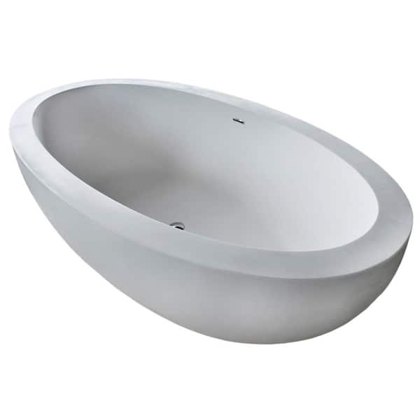 Aviva Stone 6.3 ft. Artificial Stone Center Drain Oval Bathtub in White