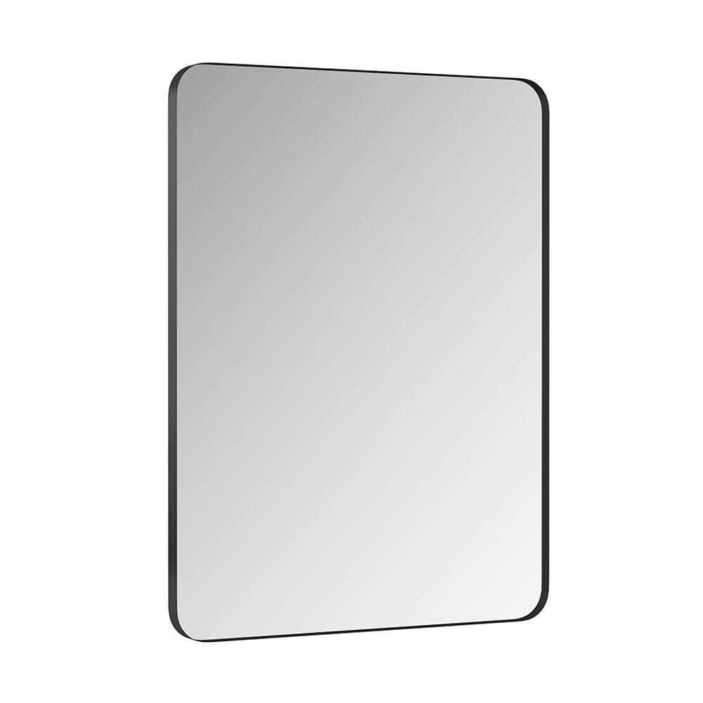 Black 24 in. W x 36 in. H Farmhouse Rectangle Metal Framed Mirror Wall Mirr