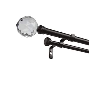 Crystal Ball Double 66 in. - 120 in. Adjustable 3/4 in. Double Curtain Rod Kit in Matte Bronze with Finial