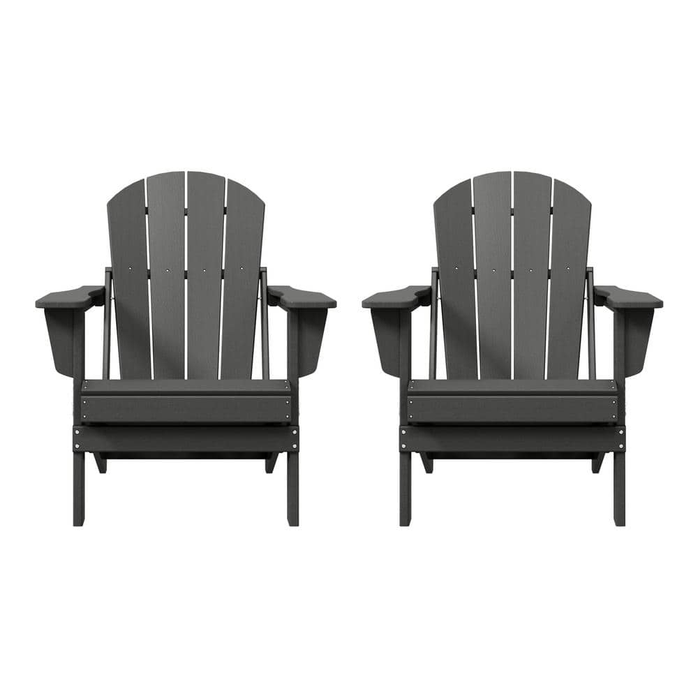 Laguna 2-Pack Fade Resistant Outdoor Patio HDPE Poly Plastic Classic Folding Adirondack Chairs in Gray price history on PriceWatchPro