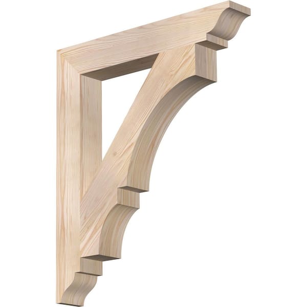 Ekena Millwork 3.5 in. x 28 in. x 24 in. Douglas Fir Balboa Traditional Smooth Bracket
