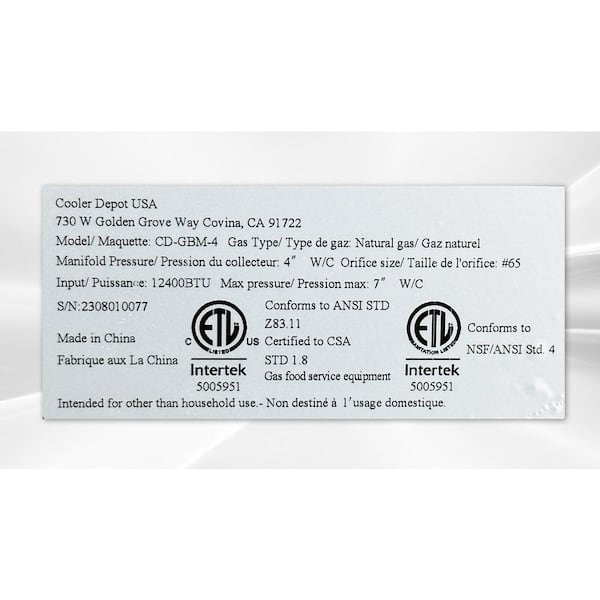 Cooler Depot Pan Gas Steam Table Warmer Sneeze Guard Buffet