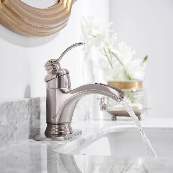 Bwe Waterfall Single Hole Handle Low Arc Bathroom Faucet With Supply Line In Brushed Nickel A 96137 N - Bathroom Vanity Faucet Supply Line Bwe Waterfall Single Hole Handle Low Arc Bathroom Faucet With Supply Line In Brushed Nickel A 96137 N - Bathroom Vanity Faucet Supply Line