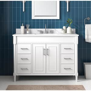 Bristol 49 in. Single Sink White Bath Vanity with Cala White Engineered Stone Top