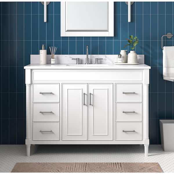 Avanity Bristol 49 in. Single Sink White Bath Vanity with Cala White Engineered Stone Top